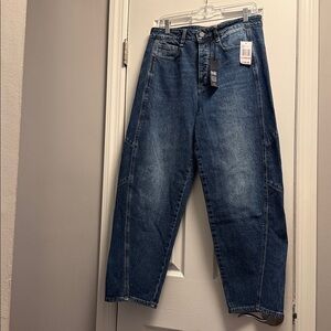 Brand New Habitual Women's Brant High Rise Barrel Crop Blue Jeans Size 10 / 30